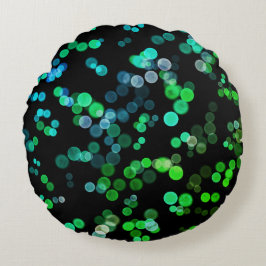 Abstraktes Bläschen-Muster für blaugrünes Meer Rundes Kissen