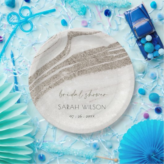 Abstraktes Blassgoldmarmor Agate Brautparty Pappteller (Party)