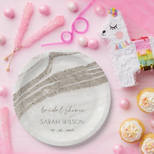 Abstraktes Blassgoldmarmor Agate Brautparty Pappteller (Party)