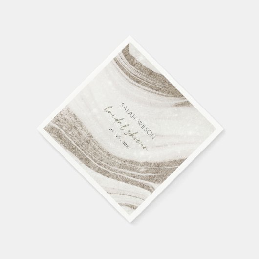 Abstraktes Blassgoldmarmor Agate Brautparty Serviette (Ecke)