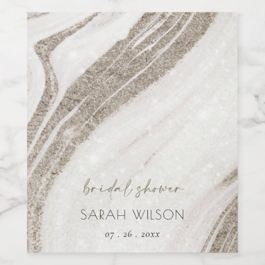 Abstraktes Blassgoldmarmor Agate Brautparty Weinetikett (Einzelnes Label)