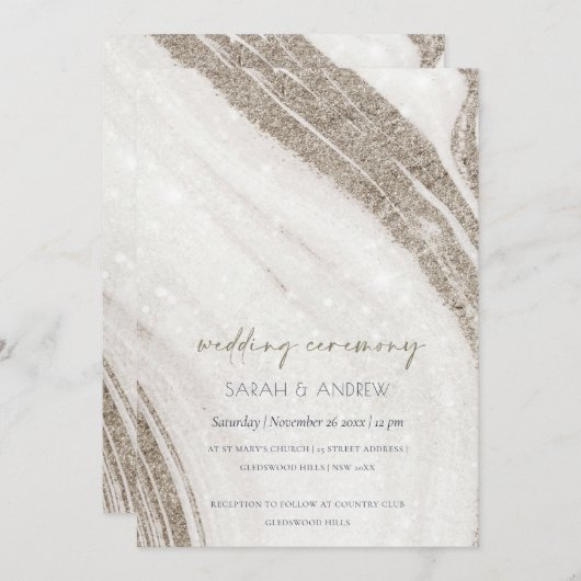 Abstraktes Blassgoldmarmorfest Dankeskarte (Vorne/Hinten)