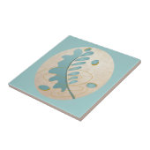 Abstraktes Blatt auf Türkis und Gold Fliese (Seite)