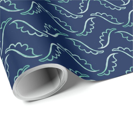 Abstraktes Blatt zeichnend Muster blaugrüne Farben Geschenkpapier (Rolleneckpunkt)