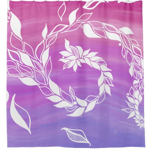 Abstraktes Blattdesign im rosa Hintergrund Duschvorhang (Vorderseite)