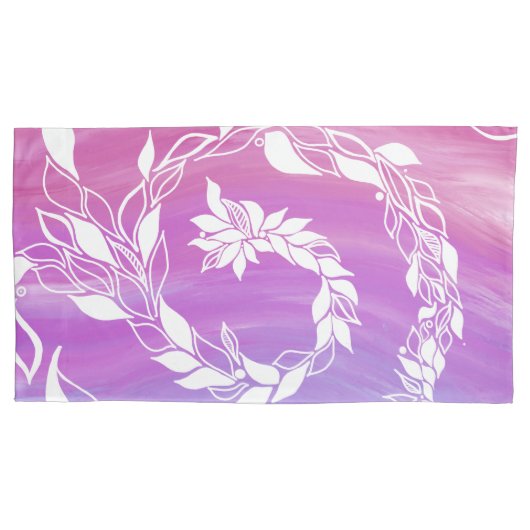 Abstraktes Blattdesign im rosa Hintergrund Kissenbezug (Vorderseite)