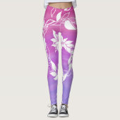 Abstraktes Blattdesign im rosa Hintergrund Leggings (Vorderseite)