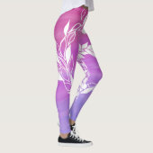 Abstraktes Blattdesign im rosa Hintergrund Leggings (Rechts)