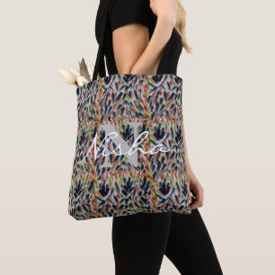 Abstraktes Blätter-Monogramm Tasche
