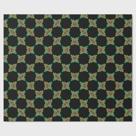 abstraktes Blattmuster auf schwarzem Hintergrund Geschenkpapier (Flach)