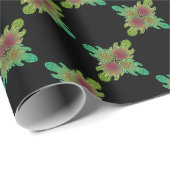 abstraktes Blattmuster auf schwarzem Hintergrund Geschenkpapier (Rolleneckpunkt)