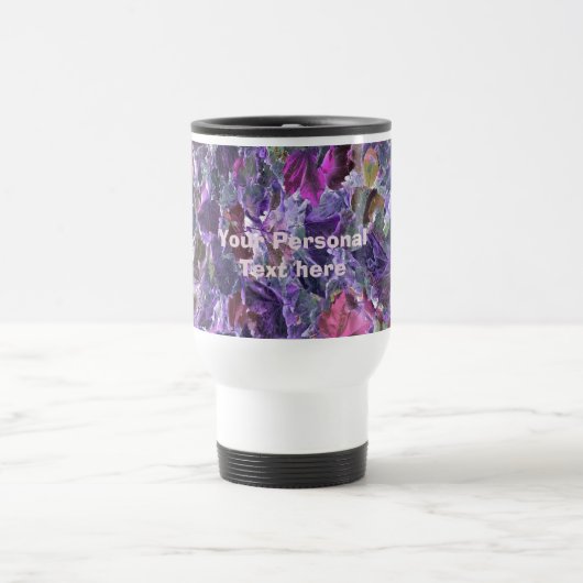 Abstraktes Blattmuster Lila Foliage Reisebecher (Mittel)