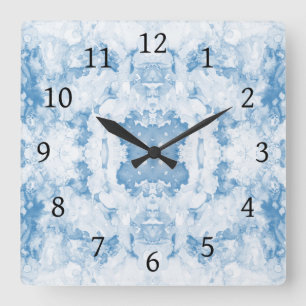 Abstraktes Blau 20 Quadratische Wanduhr