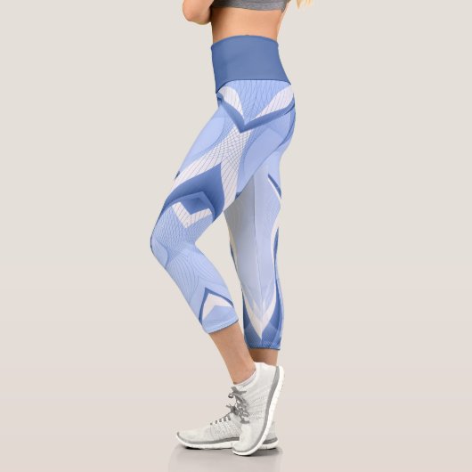 Abstraktes Blau Capri Leggings (Links)