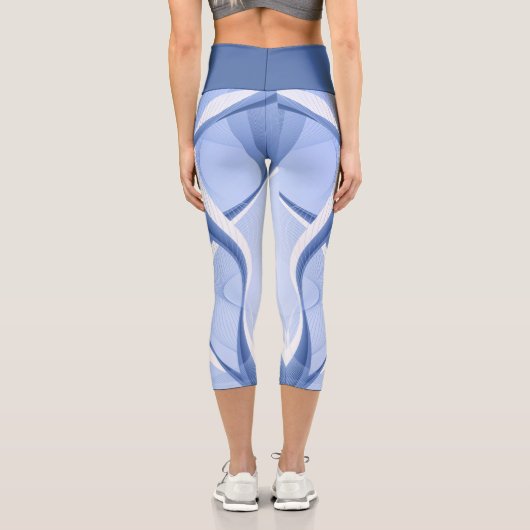 Abstraktes Blau Capri Leggings (Rückseite)