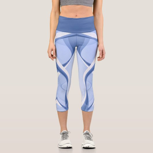 Abstraktes Blau Capri Leggings (Vorderseite)