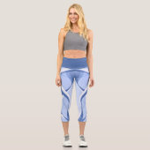 Abstraktes Blau Capri Leggings (Vorderseite)