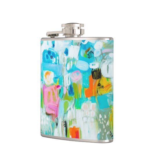 Abstraktes Blau Flachmann (Links)