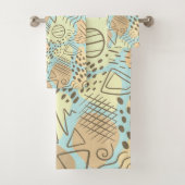 Abstraktes Blau, Gelb, Melon, Braun Badhandtuch Set (Insitu)