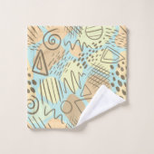 Abstraktes Blau, Gelb, Melon, Braun Badhandtuch Set (Waschlappen)