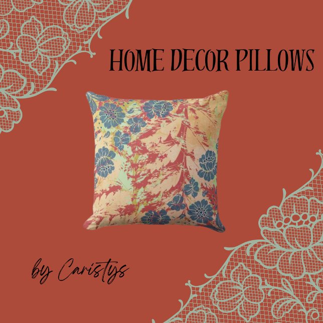 Abstraktes Blau, Gelb, Rot, Grün Kissen (Von Creator hochgeladen)