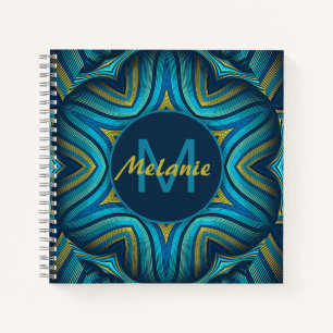 Abstraktes Blau Gelbes Verzierung Mandala Personal Notizblock