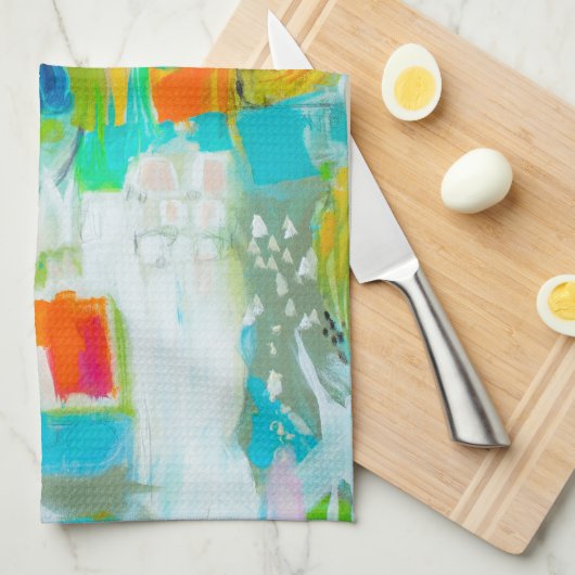 Abstraktes Blau Geschirrtuch (Viertel Falte)