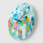 Abstraktes Blau Große Wanduhr (Winkel)