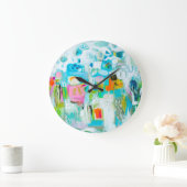 Abstraktes Blau Große Wanduhr (Zuhause)