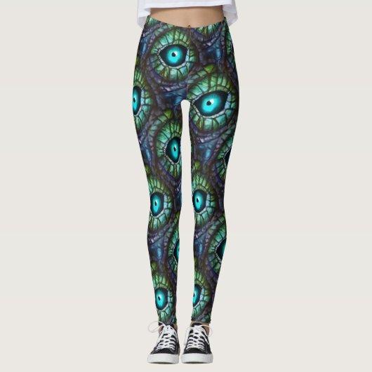Abstraktes blau-grünes Auge Leggings (Vorderseite)