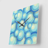 Abstraktes Blau im Grün Quadratische Wanduhr (Winkel)