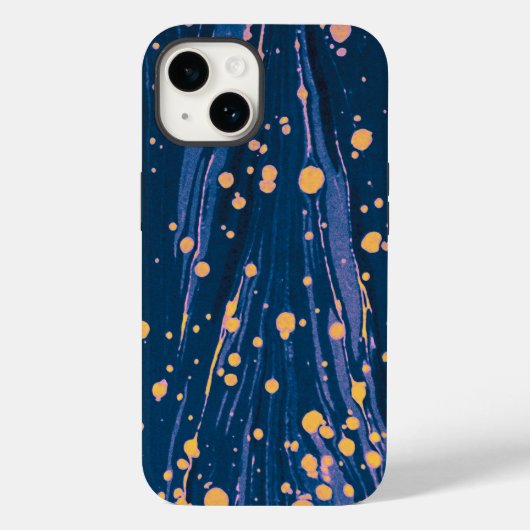 ABSTRAKTES BLAU-MARKIERTES PAPIER MIT GOLDSPLASHEN Case-Mate iPhone HÜLLE (Rückseite)