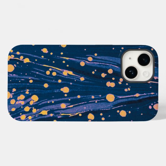 ABSTRAKTES BLAU-MARKIERTES PAPIER MIT GOLDSPLASHEN Case-Mate iPhone HÜLLE (Rückseite (Horizontal))