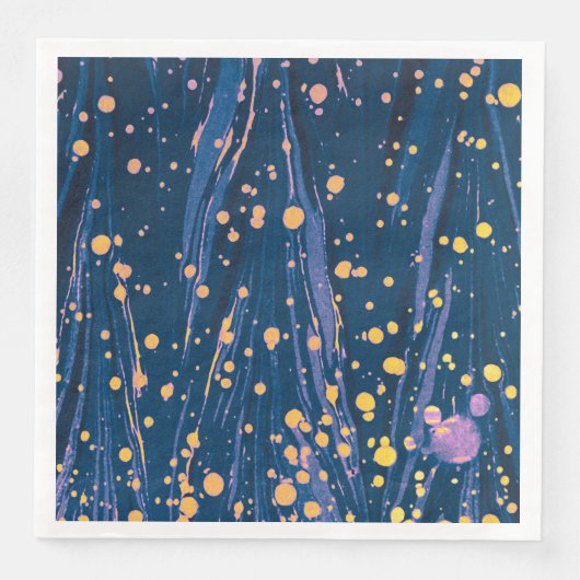 ABSTRAKTES BLAU-MARKIERTES PAPIER MIT GOLDSPLASHEN SERVIETTE (Vorderseite)