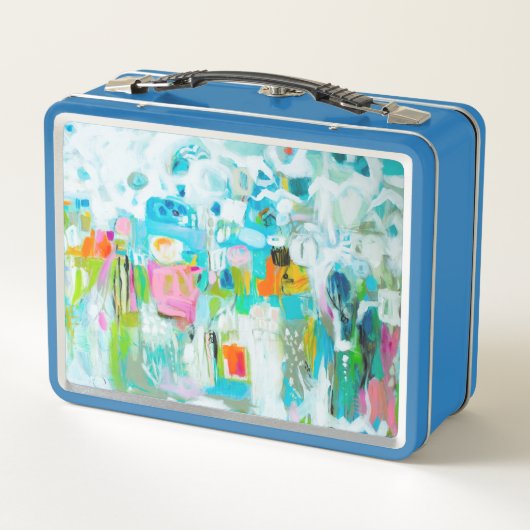 Abstraktes Blau Metall Lunch Box (Rückseite)