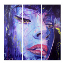 Abstraktes Blau mit Gold Grafik Frauen Wall Art Se