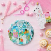 Abstraktes Blau Pappteller (Party)