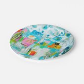 Abstraktes Blau Pappteller (Schrägansicht)