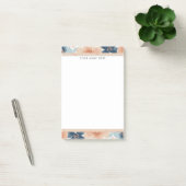 Abstraktes Blau, Pfirsich, Orange Floral Post-it Klebezettel (Büro)