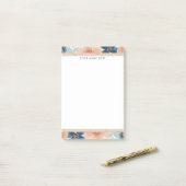 Abstraktes Blau, Pfirsich, Orange Floral Post-it Klebezettel (Auf Schreibtisch)