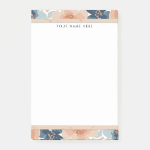 Abstraktes Blau, Pfirsich, Orange Floral Post-it Klebezettel
