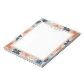Abstraktes Blau, Pfirsich, Oranges Blumendesign Notizblock (Rotiert)