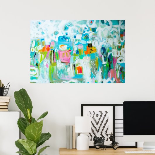 Abstraktes Blau Poster (Heimbüro)