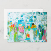 Abstraktes Blau Postkarte (Vorne/Hinten)