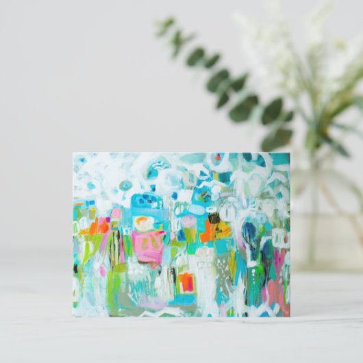 Abstraktes Blau Postkarte (Stehend Vorderseite)