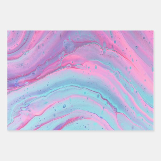Abstraktes Blau, Rosa und Weiß mit Marmor Geschenkpapier Set (Vorderseite 3)