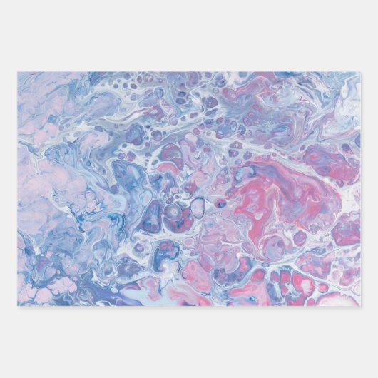 Abstraktes Blau, Rosa und Weiß mit Marmor Geschenkpapier Set (Vorderseite)