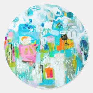 Abstraktes Blau Runder Aufkleber