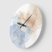 Abstraktes Blau, Taupe und Gold Große Wanduhr (Winkel)