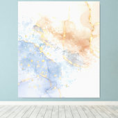 Abstraktes Blau, Taupe und Gold Leinwanddruck (Insitu (Holzboden))